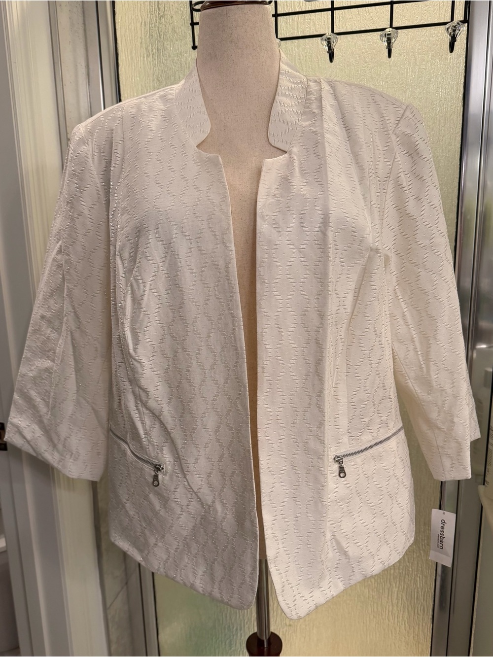 Roz & Ali Ivory Textured White Open-Front Blazer $20 BNWT